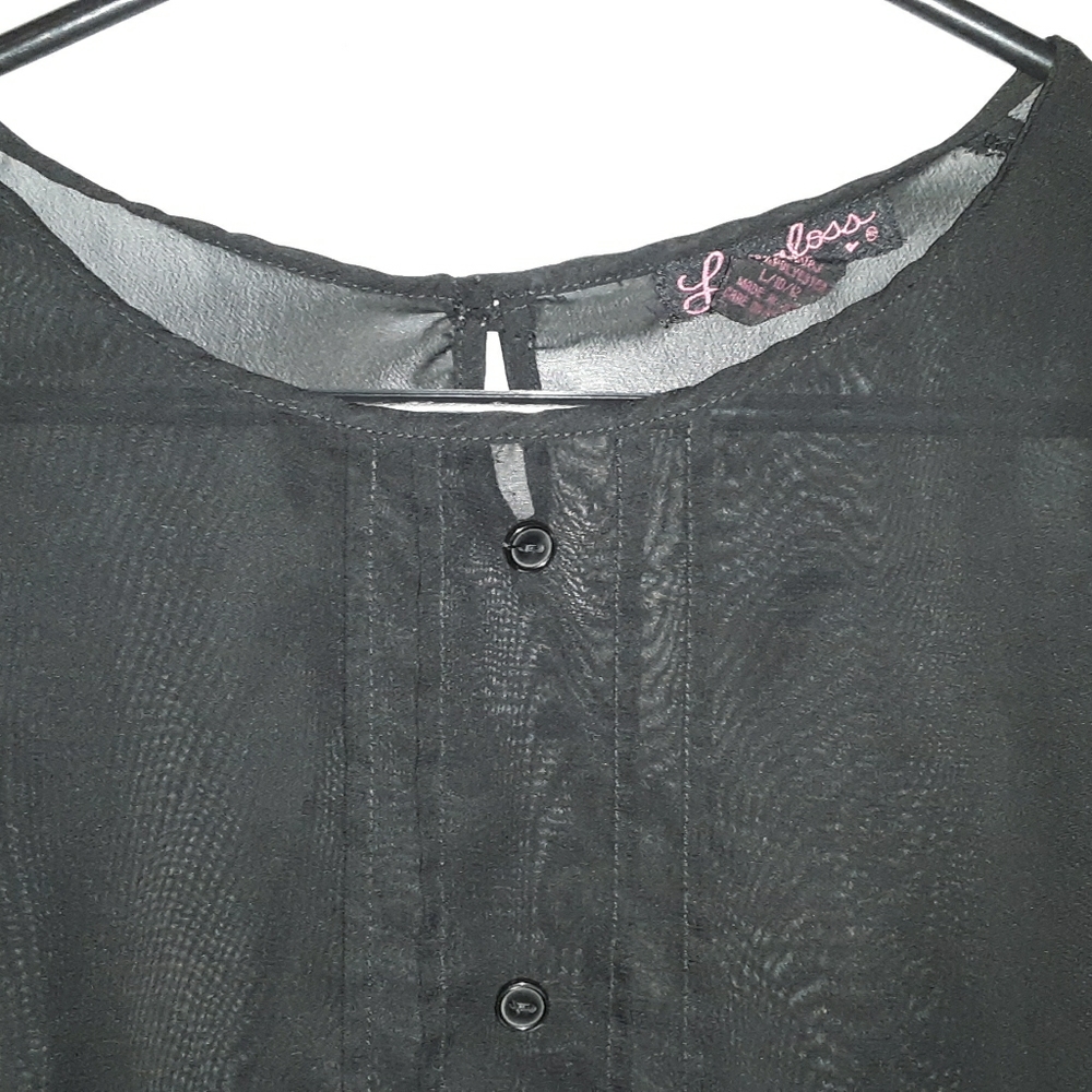 Kids sheer black button down